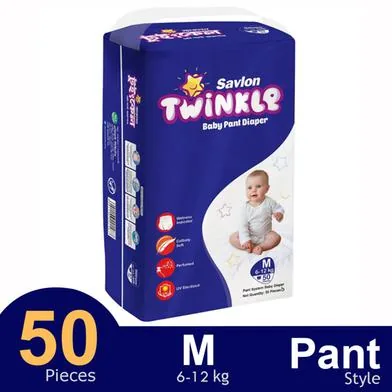 Savlon Twinkle Pant System Baby Diaper (6-12 kg) (50 Pcs) - HP82 - Rokomari product